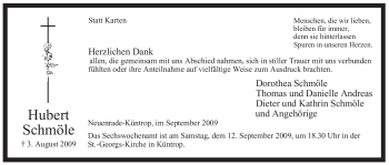 Traueranzeige von Hubert Schmöle von Tageszeitung