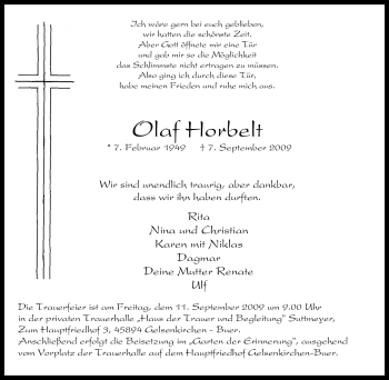 Traueranzeige von Olaf Horbelt von Tageszeitung