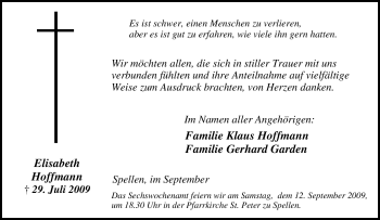Traueranzeige von Elisabeth Hoffmann von Tageszeitung