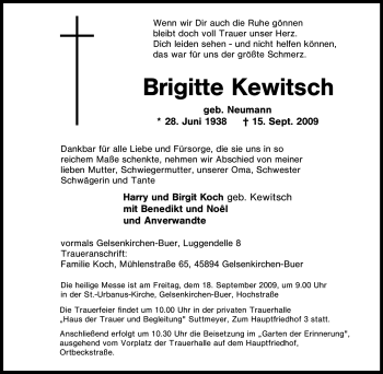 Traueranzeige von Brigitte Kewitsch von Tageszeitung
