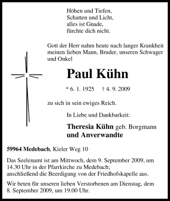 Traueranzeige von Paul Kühn von Tageszeitung