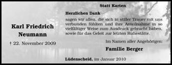 Traueranzeige von Karl Friedrich Neumann von Tageszeitung