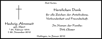 Traueranzeige von Hedwig Abromeit von Tageszeitung