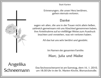 Traueranzeige von Angelika Schneemann von Tageszeitung