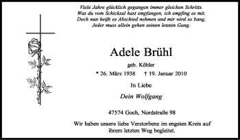 Traueranzeige von Adele Brühl von Tageszeitung