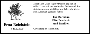 Traueranzeige von Erna Beielstein von Tageszeitung