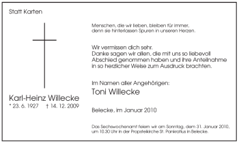 Traueranzeige von Karl-Heinz Willecke von Tageszeitung