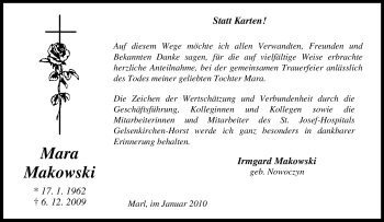 Traueranzeige von Mara Makowski von Tageszeitung