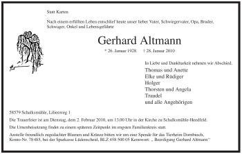 Traueranzeige von Gerhard Altmann von Tageszeitung