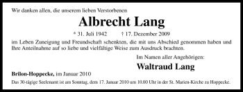 Traueranzeige von Albrecht Lang von Tageszeitung