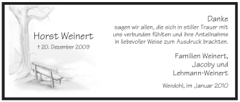 Traueranzeige von Horst Weinert von Tageszeitung