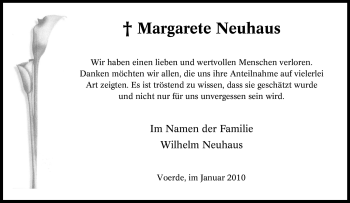 Traueranzeige von Margarete Neuhaus von Tageszeitung