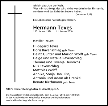 Traueranzeige von Hermann Teves von Tageszeitung