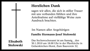 Traueranzeige von Elisabeth Stolowski von Tageszeitung