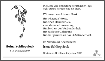 Traueranzeige von Heinz Schliepsieck von Tageszeitung