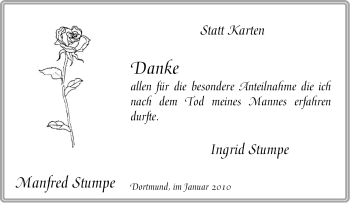 Traueranzeige von Manfred Stumpe von Tageszeitung