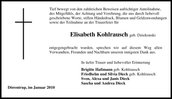 Traueranzeige von Elisabeth Kohlrausch von Tageszeitung