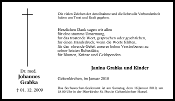 Traueranzeige von Johannes Grabka von Tageszeitung