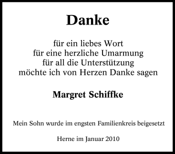 Traueranzeige von Unbekannt Schiffke von Tageszeitung