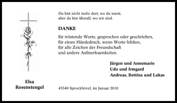 Traueranzeige von Elsa Rosenstengel von Tageszeitung