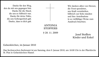 Traueranzeige von Antonia Stoffers von Tageszeitung