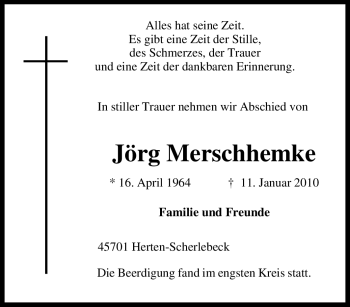 Traueranzeige von Jörg Merschhemke von Tageszeitung
