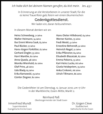 Traueranzeige von Ilse Emmi Minna Saak von Tageszeitung