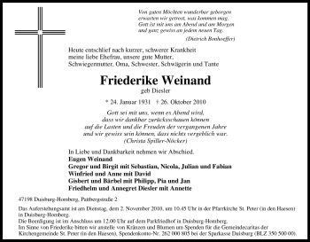 Traueranzeige von Friederike Weinand von Tageszeitung