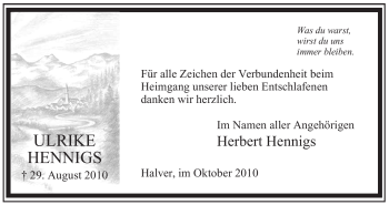 Traueranzeige von Ulrike Hennigs von Tageszeitung