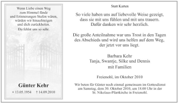 Traueranzeige von Günter Kehr von Tageszeitung