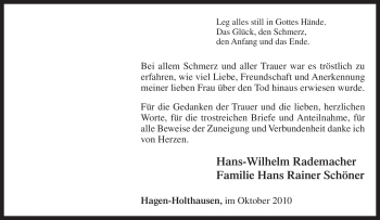 Traueranzeige von Dörte Rademacher von Tageszeitung