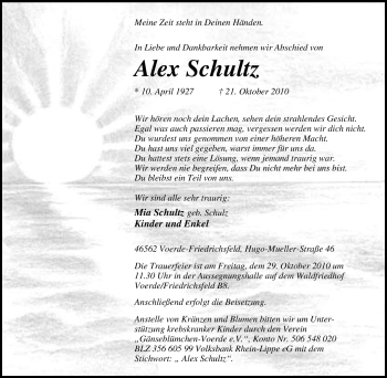 Traueranzeige von Alex Schultz von Tageszeitung