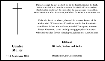 Traueranzeige von Günter Müller von Tageszeitung