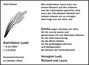 Traueranzeige von Karl-Heinz Lueb von Tageszeitung