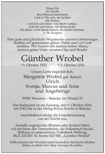 Traueranzeige von Günther Wrobel von Tageszeitung