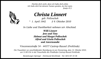 Traueranzeige von Christa Linnert von Tageszeitung
