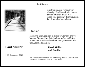 Traueranzeige von Paul Müller von Tageszeitung