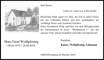 Traueranzeige von Hans Gerd Weißpfennig von Tageszeitung