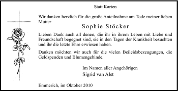 Traueranzeige von Sophie Stöcker von Tageszeitung