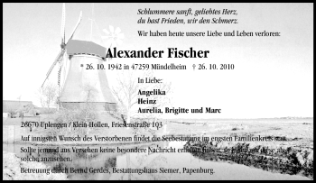 Traueranzeige von Alexander Fischer von Tageszeitung