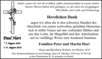 Traueranzeige von Paul Hart von Tageszeitung
