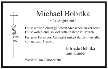 Traueranzeige von Michael Bobitka von Tageszeitung