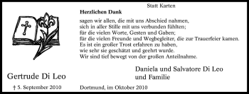 Traueranzeige von Gertrude Di Leo von Tageszeitung