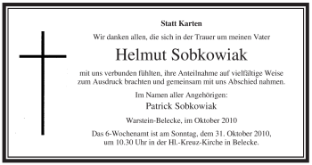 Traueranzeige von Helmut Sobkowiak von Tageszeitung
