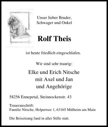 Traueranzeige von Rolf Theis von Tageszeitung