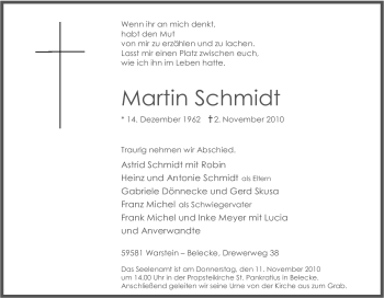Traueranzeige von Martin Schmidt von Tageszeitung