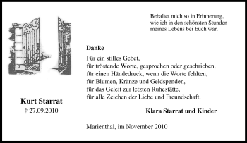 Traueranzeige von Kurt Starrat von Tageszeitung