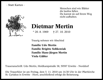 Traueranzeige von Dietmar Mertin von Tageszeitung