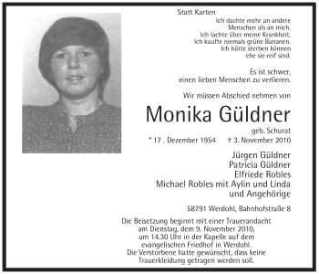 Traueranzeige von Monika Güldner von Tageszeitung