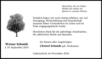 Traueranzeige von Werner Schmidt von Tageszeitung